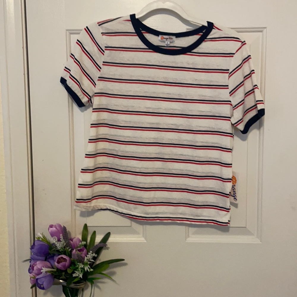 Orange kiss stripped shirt